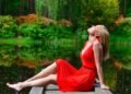 an woman is relaxing