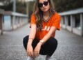 A girl on a road
