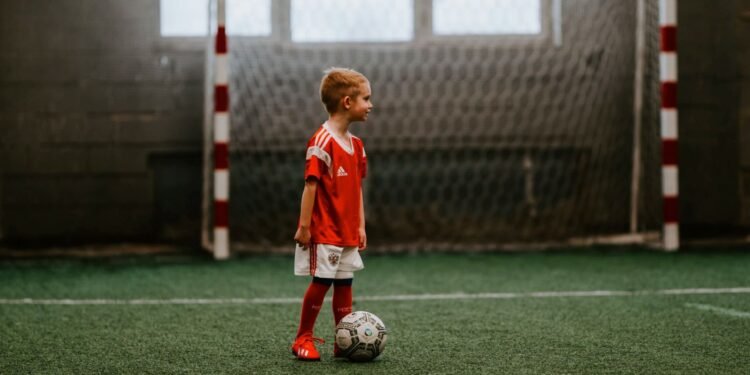 a boy playing football