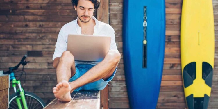 man with a laptop